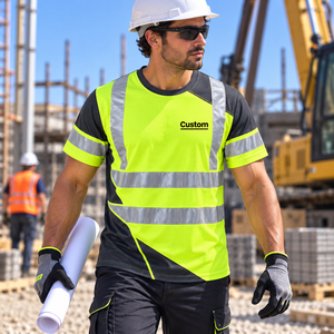 High Visibility <b>Shirts</b> Quick Dry Safety <b>T</b> <b>Shirts</b> with Reflective Strips and Pocket Short Sleeve Mesh <b>Hi</b> <b>Vis</b> Construction Work - Product Image 4