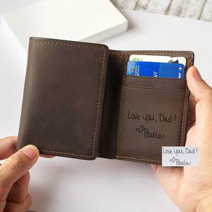 Custom Genuine Leather Tri Fold <b>Wallet</b> <b>Men</b> Luxury Top Grain Leather <b>Card</b> Holder Vintage Compact Billfold LTW-0148 - Product Image 3
