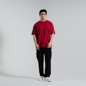Camiseta unisex oversize de corte holgado con hombros caídos, color liso, manga corta, estilo casual, de algodón, para streetwear. - Product Image 3