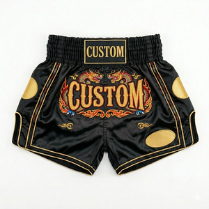 Shorts de Muay Thai en gros pour hommes et femmes, en satin polyester, avec logo personnalisé, shorts de boxe, fournisseur OEM ODM - Product Image 3