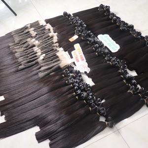 100% Machine vietnamienne Double trame Extensions de cheveux humains os droit grande quantité prix usine couleur noire naturelle - Product Image 3