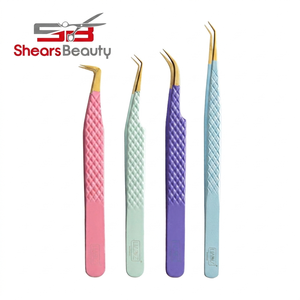 Pinzas para Extensión de Pestañas con Puntas de Fibra, Agarre Nano Profesional, 90 y 45 Grados, Acero Inoxidable para Extensión de Pestañas Rusas - Product Image 1