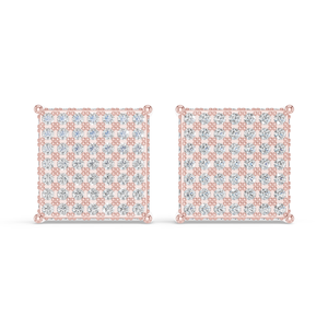 Boucles d'oreilles clous classiques carrées pavées en argent sterling 925 Aurum Diam, avec cadre perlé en moissanite, plaqué or 18 carats, luxe unisexe pour soirée - Product Image 3
