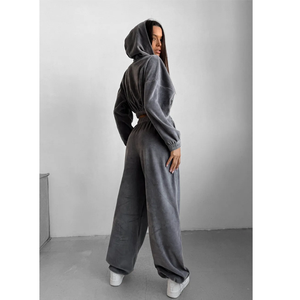 High Quality Customized Casual Comfort Vintage Zipper <b>Women</b> Sweatshirt <b>Set</b> Sports Slim Fit Tops Coat Fashion <b>Women</b> Casual Suit - Product Image 1