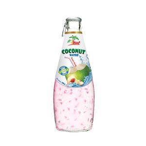Agua de coco con melocotón 290ml Bebida VINUT 24 botellas por caja botella de vidrio Certificado Halal OEM Etiqueta privada Muestra gratis - Product Image 1