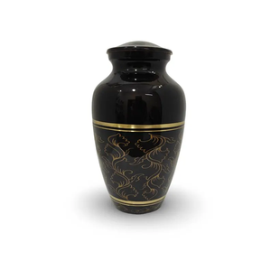 Black Gold Brass Cremation Urn Adult Ashes Keepsake <b>Vase</b> <b>Memorial</b> Funeral Supply Custom Design - Product Image 5