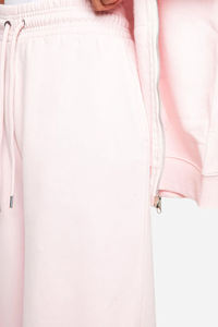Nouvel article : Pantalon de survêtement rose pour femme, coupe large, taille mi-haute, cordon élastique, coupe ample, longueur intégrale, décontracté, en molleton tricoté - Product Image 2