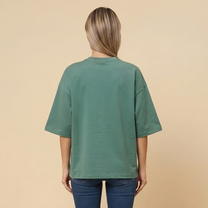 T-shirt ample et décontracté pour femme en coton 100% (230g) – Coupe carrée, épaules tombantes, col ras du cou, idéal pour le jogging - Product Image 2