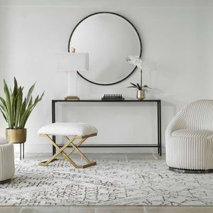 Exclusiva Mesa Consola de Metal con Elegante Tapa de Vidrio, Muebles Modernos para Sala de Estar, Decoración para Apartamentos - Product Image 4