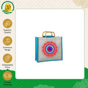 New Design Top Quality Daily Use Eco Friendly <b>Large</b> Jute Tote Shopping <b>Bag</b> with Cane Handle from Indian Supplier - Product Image 2