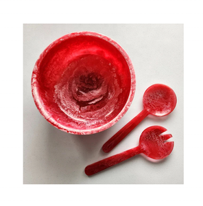 Ensemble de couverts à salade en résine écologique au design classique, cuillère et fourchette, finition polie faite à la main, compatible lave-vaisselle et micro-ondes, pour la maison - Product Image 3