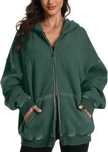 Women's Men's Zip Up Hoodie Oversized Acid Wash Hoodies Heavyweight Distress Cotton <b>Fleece</b> <b>Zipper</b> Hoodie Vintage - Product Image 3