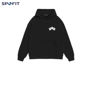 Sudadera con Capucha para Mujer, Color Negro, con Estampado de Estrella Blanca, Corte Regular, Informal, de Algodón Tejido, para Otoño - Product Image 1