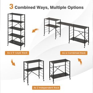 5-stufige Verstellbare Rollbare Garagenregale mit Rädern für Küche und Balkon-Aufbewahrung - Product Image 6