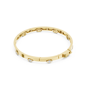 Luxury Yellow <b>Gold</b> Lab Grown Diamond Bezel <b>Set</b> Marquise <b>Bangle</b> Bracelet Minimalist Fine Jewelry for Women - Product Image 4