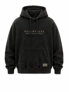เสื้อฮู้ดผู้ชายสีดำทรงโอเวอร์ไซส์ ยี่ห้อ Wholesale AcidWash Relentless ผ้าฝ้ายเฟรนช์เทอร์รี่ พิมพ์ลาย มีกระเป๋า สวมใส่สบายๆ สำหรับฤดูใบไม้ร่วง - Product Image 2