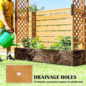 Jardinière surélevée en bois, bac à fleurs et support pour plantes, treillis pour plantes grimpantes, produit de clôture et de portails haut de gamme - Product Image 3