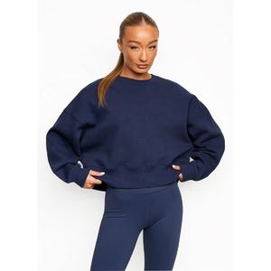 2022 Wholesale Custom Printed <b>Long</b> Sleeve Streetwear Hoodie <b>Sweatshirt</b> <b>Women</b> 3D Logo Embossed Crew Neck <b>Sweatshirt</b> - Product Image 1