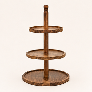 Handcrafted 3 Tier Wood Cake Stand Solid Wood Dessert Display for <b>Weddings</b> Parties & Luxury Hotel Buffets 3-Tier Cupcake Holder - Product Image 2