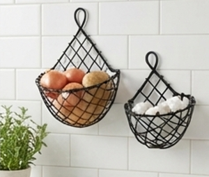 Modern Metal <b>Wire</b> <b>Hanging</b> Storage <b>Baskets</b> Geometric Design Multi-Purpose Neatening Organizers Black Color - Product Image 3
