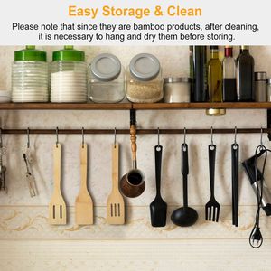 Ensemble de 6 ustensiles de cuisine en bambou, spatules et cuillères - Product Image 3