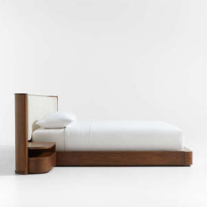 Luxury Extended Headboard <b>Bed</b> Integrated Nightstands Modern Solid Hand Carved Platform <b>Bed</b> King <b>Size</b> Hotel Bedroom Furniture - Product Image 2