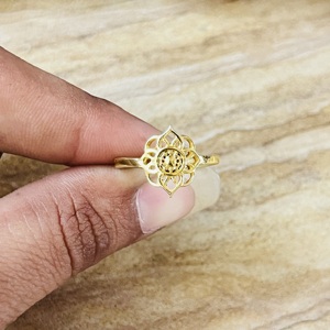 Premium Look Bohemian Floral <b>Ring</b> <b>Dainty</b> Brass <b>Ring</b> For Women 18k Gold Plated Mandala Band Tribal Flower Jewelry For Wholesale - Product Image 6