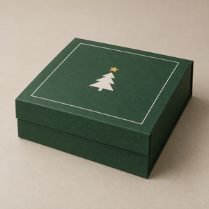 <b>Christmas</b> Rigid Paper <b>Gift</b> <b>Box</b> Square Cardboard Packaging <b>Box</b> with Foil Stamping for Corporate Holiday Basket - Product Image 1