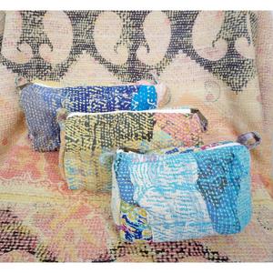 New Design Vintage Kantha Patchwork Tassel Zipper Closure Eco-Friendly 3-<b>Pouch</b> Set Cosmetic Bag for Wedding & Return Gifts - Product Image 4