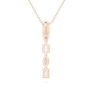 Elegante colgante de diamante y esmeralda cultivados en laboratorio, certificados por IGI, en forma de pera y ovalada, en oro amarillo, oro rosa, oro blanco o plata, con cadena a juego. - Product Image 2