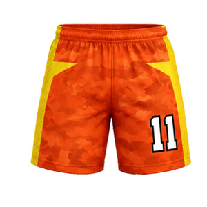 Ensemble d'uniformes de football respirants pour hommes, sublimation, jaune orange, col en V, maillot à manches courtes, short, kit avec numéro d'équipe - Product Image 4