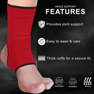 Red Polyester Cotton Breathable <b>Ankle</b> <b>Support</b> Sleeve Compression Wrap Unisex Adult Pull Sports Protective Guard for <b>Ankle</b> - Product Image 4