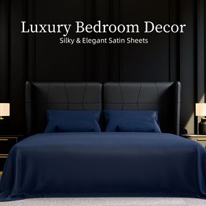 Set di Lenzuola Blu Navy in Microfibra, Resistenti al Restringimento e allo Sbiadimento, Facili da Curare, 4 Pezzi, per Letto Matrimoniale - Product Image 2