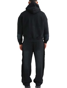 Vêtements de sport personnalisés pour hommes, en coton épais uni, effet délavé à l'acide, fabriqués par des fabricants. - Product Image 2
