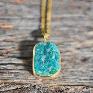 ชุด925คอลเลตต์เงินสเตอร์ลิงทำด้วยมือคริสตัลอเมซอนไนต์บำบัดสีทอง Vermeil จี้แฟชั่นเครื่องประดับขายส่ง - Product Image 2