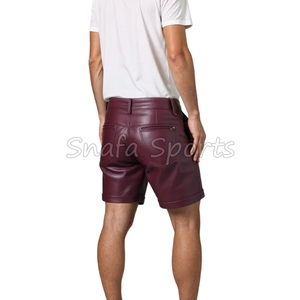 Sportswear Men's Leather Shorts Gym Fitness Training <b>Exercise</b> Wear Shorts 100% Leather made Plain Dyed Men's Shorts for Sale - Product Image 3