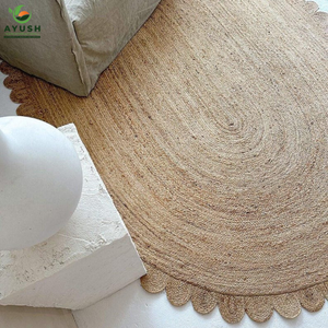 Tapis de sol en jute festonné, fabriqué à partir de fibres de jute 100% naturelles, tapis sur mesure en provenance d'Inde pour salon et chambre. - Product Image 3