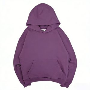 Sweat à capuche en coton pour homme, style streetwear, hiver, grammage lourd 420G, en molleton bouclette, coupe oversize, couleur unie, délavé, vintage, haute qualité - Product Image 5