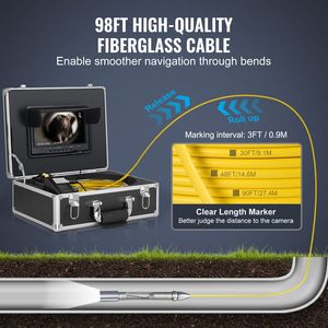 Telecamera per Ispezione Fognature Autolivellante da 9 Pollici con Localizzatore 512Hz, Zoom 36X, Endoscopio Industriale per Impianti Idraulici, 30 m - Product Image 3