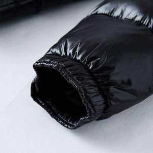 Veste matelassée à capuche noire pour homme, coupe-vent, rembourrée de duvet, fermeture éclair, manteau d'hiver décontracté, coupe régulière, coque en nylon épaisse - Product Image 3