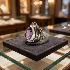 925 Sterling Silver Amethyst Statement Ring Handmade Vintage Gothic Cocktail Jewelry Purple Gemstone Ring - Product Image 6