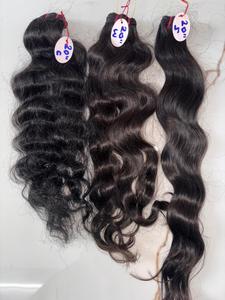 Extensions de cheveux naturels indiens Remy en vrac, ondulés, noir naturel, double trame, cheveux humains à tirage simple - Product Image 5