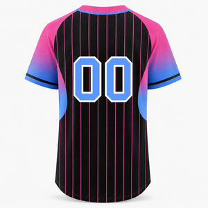Personalized Black Pink Blue Pinstripe Baseball Jersey Team Uniform Anti-Bacterial V-neck Sleeveless Quick Dry Sports Shirt <b>Men</b> - Product Image 2
