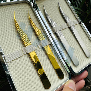 Pince à épiler pour extensions de cils avec manche blanc, pointe dorée, vente en gros, fournisseurs, outils de beauté personnalisés - Product Image 6