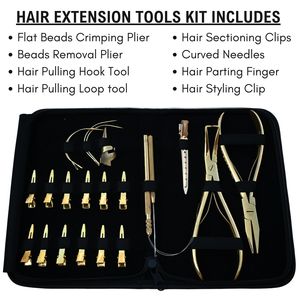 High Quality Hair Extension Kit for Salon with Wig Thread Curved <b>Needles</b> Micro <b>Beads</b> Crimping Plier Loop Hook Accessories Set - Product Image 2