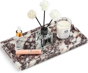 Budget Friendly Marble Bathroom Tray for Soap Dispenser, Lotion Bottles and Luxury <b>Vanity</b> Counter Organization - Product Image 1