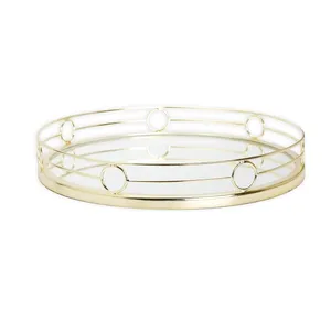 Modern Iron Decorative <b>Tray</b> with Contemporary Minimalist StyleGold Plated Metal Handicraft Decorative <b>Tray</b> for Glam Style <b>Mirror</b> - Product Image 2