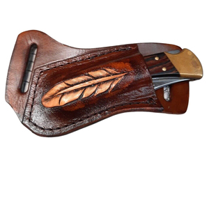 Handmade Leather Pouch For Folding Knives Genuine Leather Protective Knife Storage Case Handmade <b>Belt</b> Carry Holster For Outdoor - Product Image 1