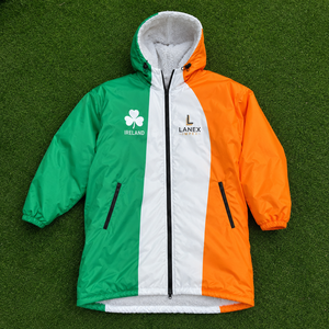 Chaqueta Parka Larga con Capucha y Forro Polar, Impermeable y Cortavientos, con la Bandera de Irlanda, Personalizada OEM, para Cambiarse en la Playa o al Aire Libre - Product Image 6