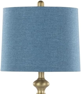Ensemble de 2 lampes de chevet dorées au design moderne, abat-jour en tissu bleu clair, lampe de bureau élégante en métal, décoration de chambre à coucher - Product Image 2